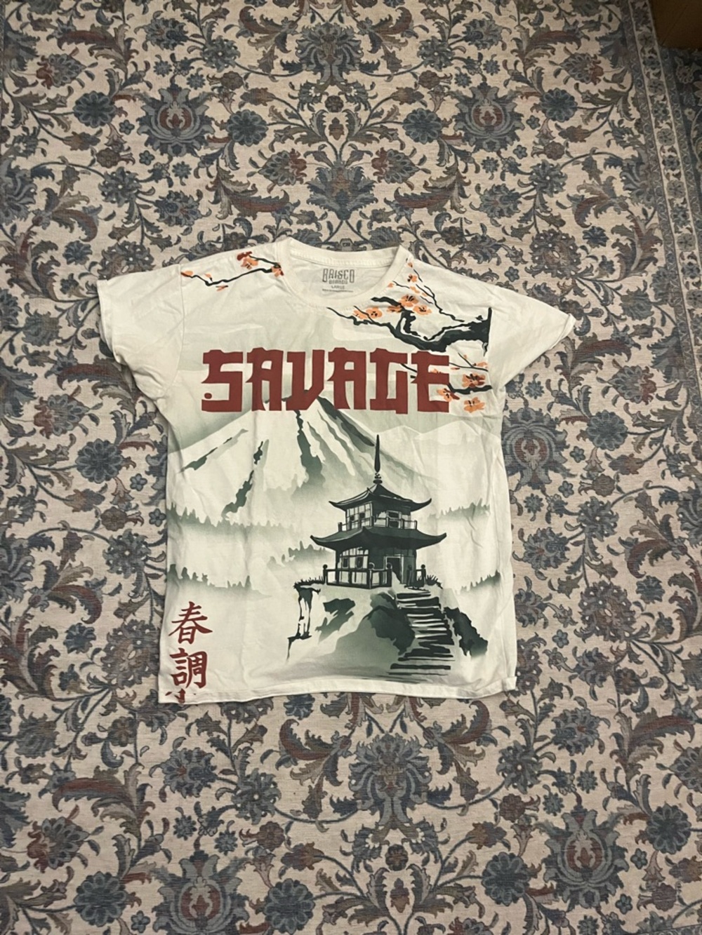 Savage Graphic Japanese Pagoda Tee - White & Green